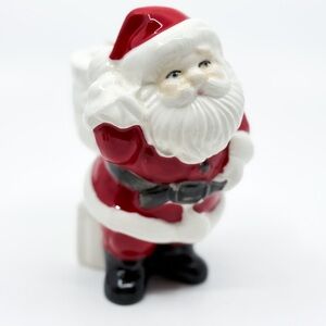 🎅🏼Vintage Ceramic Santa Claus Candle Holder Hand-Painted Classic Christmas Decor
